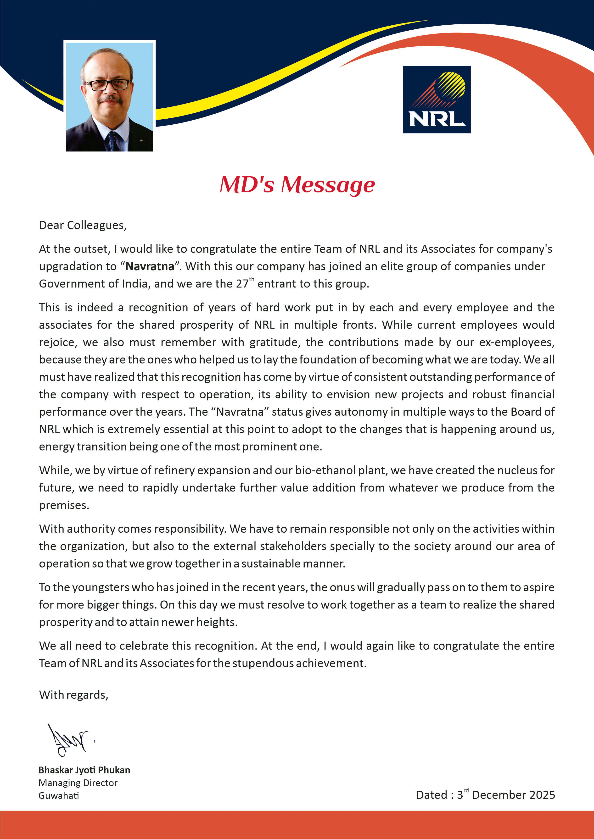 Thumbnail for MD's Message - Navratna